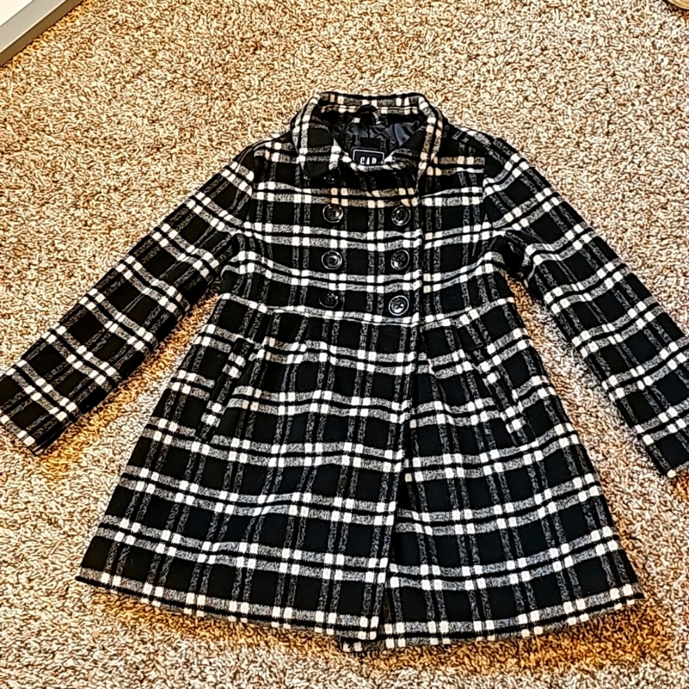 Toddler girls GAP checkered Pea Coat